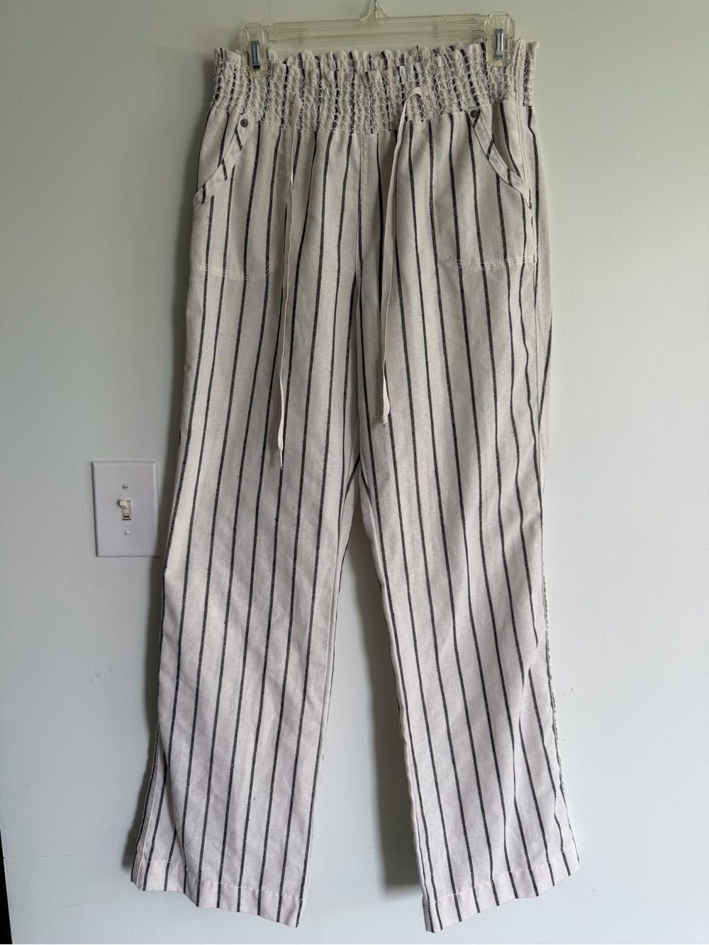 Cisono Striped Elastic Waist Coastal Grandma Vacation Pants - Striped Casual